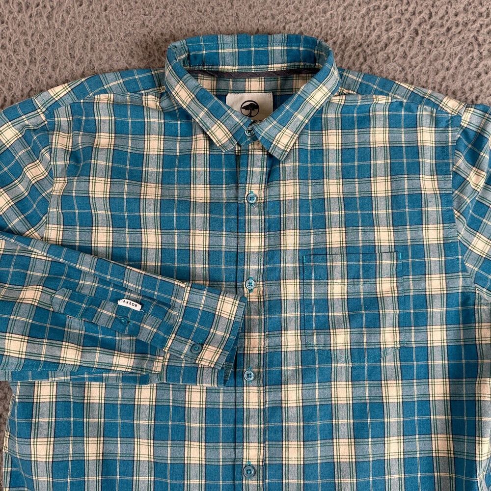 Arbor Collective Shirt Mens Medium Multi Color Plaid Button Up‎ Long Sleeve